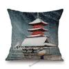 Kawase Hasui-Japanese Woodblock Pillow Case Ukiyo Mount Fuji Temple Beautiful Scenic Art Home Decorative Sofa Car Cushion Cover