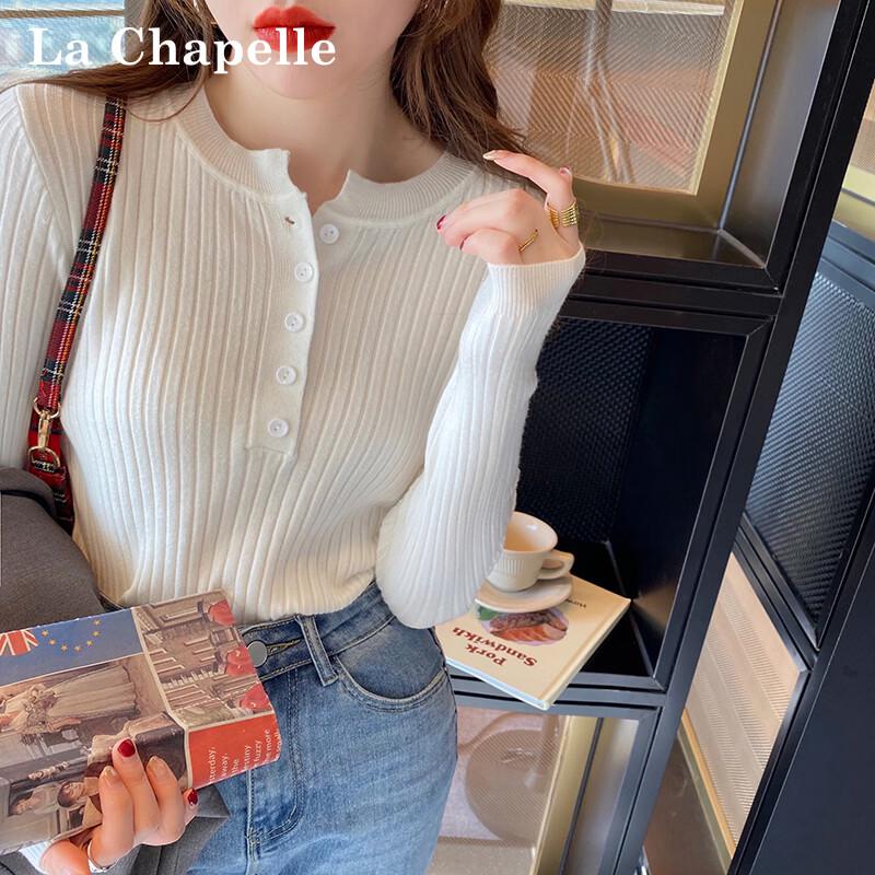 La Chapelle Women's Slim-Fit Crewneck Knit Sweater