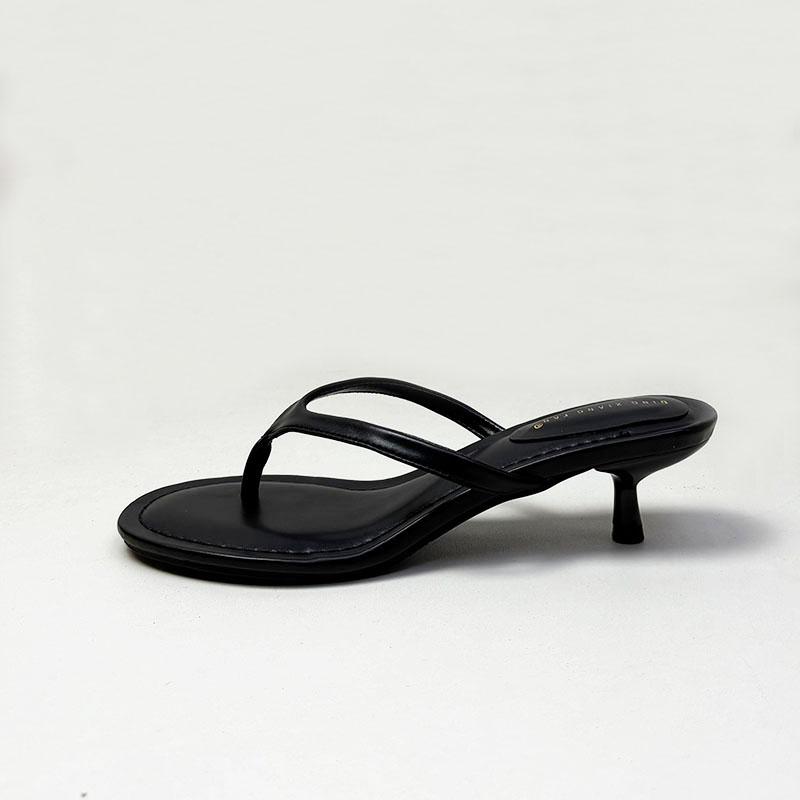 Fashion Fashion Round Toe Ladies Low Heel Slippers Shoes Spring Summer Women Heeled Slides Slippers Female Flip flops Sandals Pumps