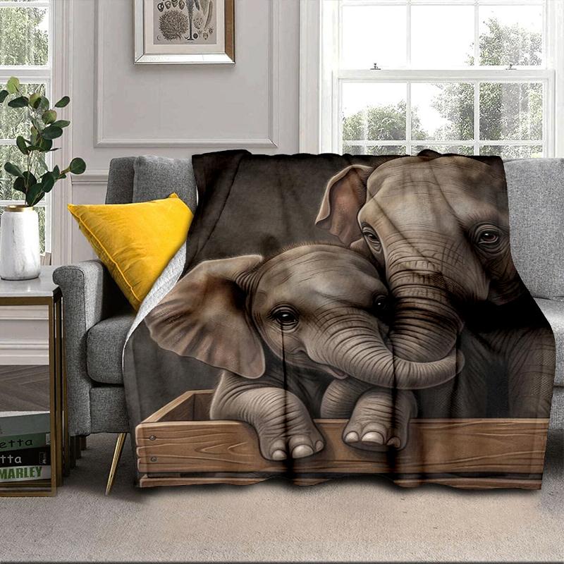 Elephant In Autumn Forest Blanket Flannel Blanket for bed, sofa, Camping, Hiking, Picnic Essentials, gift for family Fan gifts