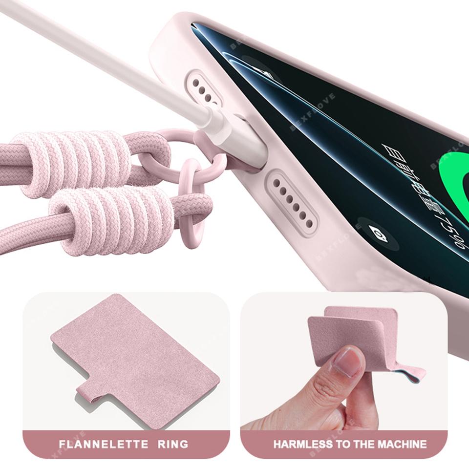Silikonový kryt s tekutým popruhem pro iPhone 16E 16 14 15 Plus 12 13 Mini 11 16 Pro X XR XS Max SE Soft kryt na šňůrku na krk