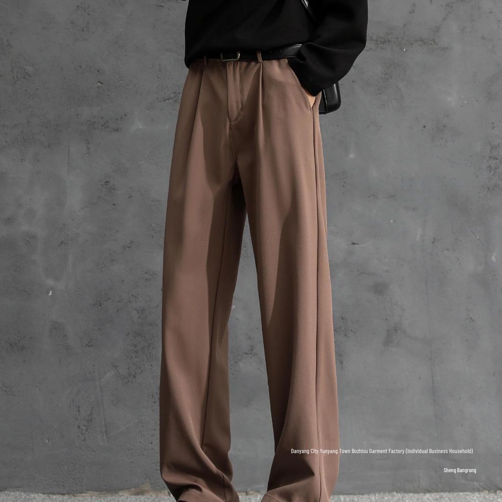 Men’s High-Waisted Black Loose-Fit Straight-Leg Dress Pants – New Autumn Casual.