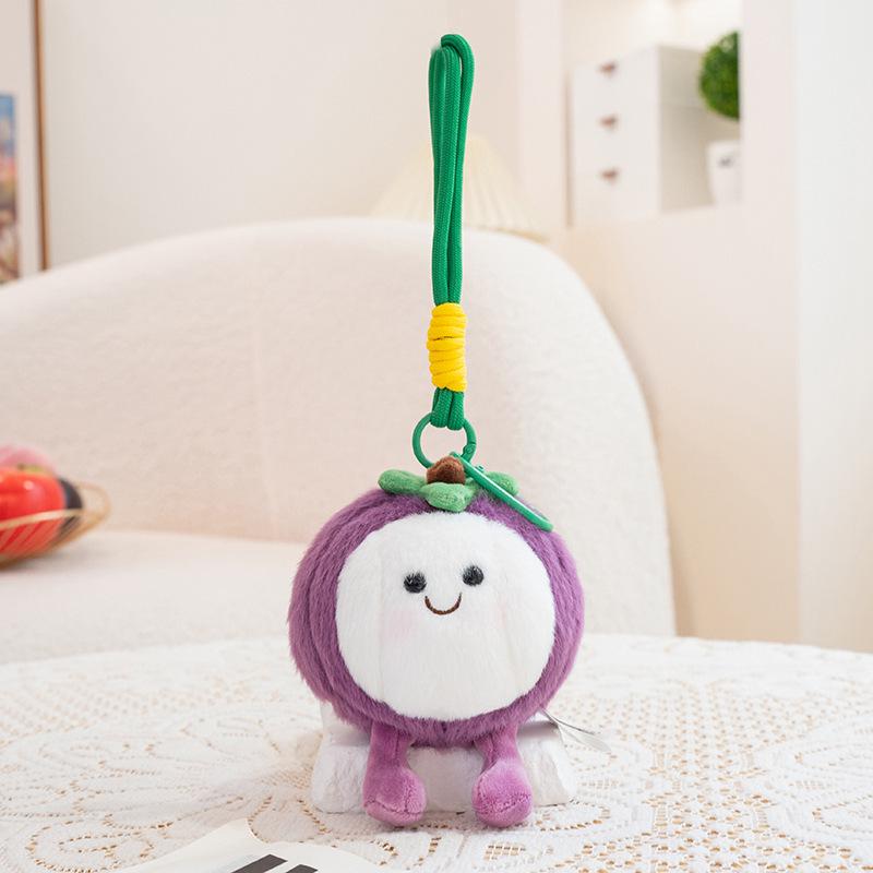 Cartoon Fruit Plush Beanbag Toy - Cute Mangosteen, Peach, Dragon Fruit, Persimmon Pendants - Ideal Gift for Women