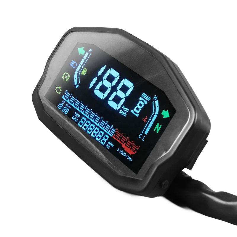 Motorcycle Instrument Cluster Speedometer Tachometer LCD Digital Display Water Temperature Oil Level Meter