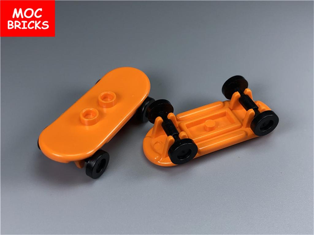 Non-Toxic 5Pcs/Lot Moc Bricks Player Skateboard With Trolley Wheel Holders Trolley Building Blocks Fit With 42511&2496 Toys Gifts