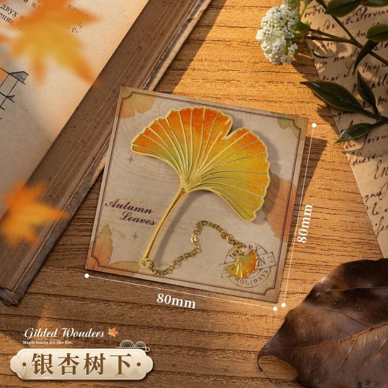 Vintage Leaf Shape Metal Bookmark Exquisite Cultural Creative Stationery Gift