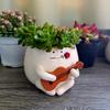 Yousheng Guitar Smiling Face Planter Pot Resin Ukulele Head Flowerpot Indoor Outdoor Cactus Succulent Plants Container Home Balcony Garden Decoration