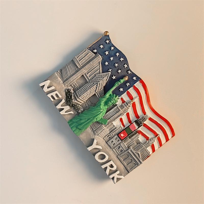 America New York National Flag Landmark 3D Stereoscopic Tourism Souvenirs Resin Painting Decoration Home Refrigerator Magnets