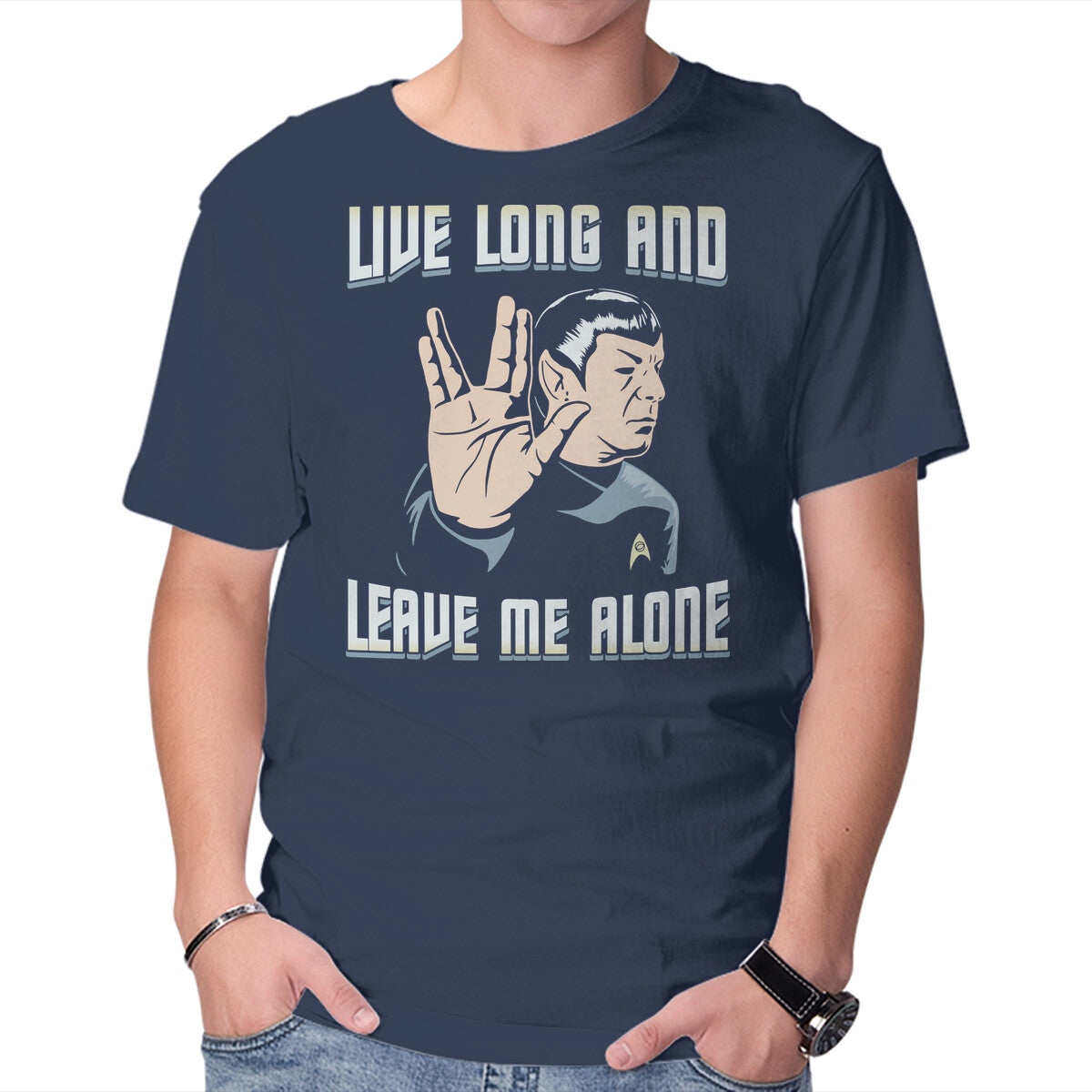 Unisex Crew Neck T-Shirt Live Long And Leave Me Alone Graphic Short Sleeve Casual Tee S