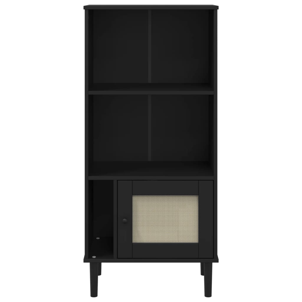 Bookshelf SENJA Rattan Look Black 60 x 35 x 130 cm Pine Wood