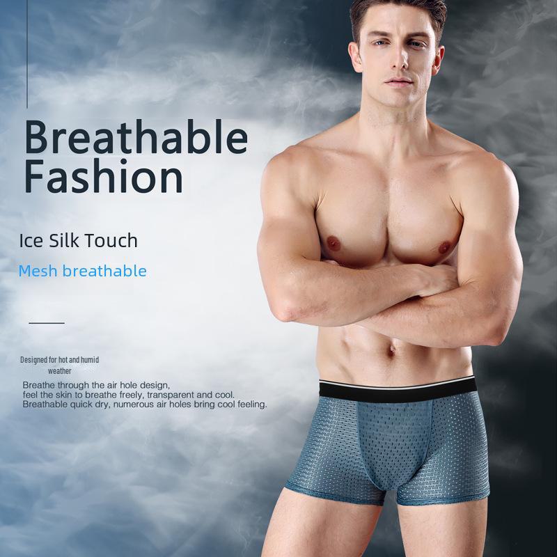 Men's Summer Modal Boxer Briefs: Thin, Breathable Mesh Bamboo Underwear