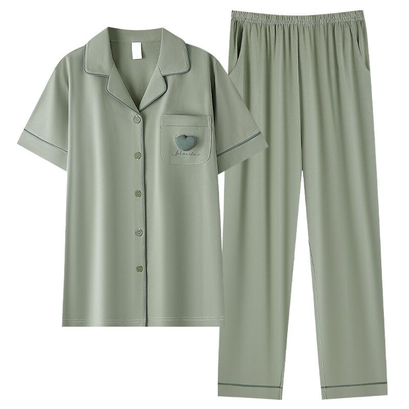 Pajamas Ladies Summer Cotton Short Sleeve Trousers Summer Women's Cotton Thin New Year's Half Sleeve Loungewear