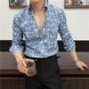 Sprig Autumn Men's Casual Shirts Fashion Print Long Sleeve Floral Shirts For Men Clothing Slim Fit Shirt Men