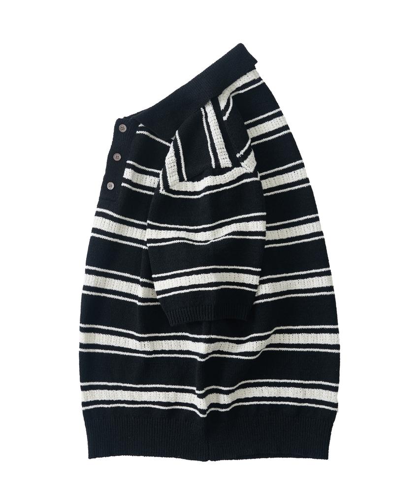 ANALOG MOOD Modern Striped Short Sleeve Knit (Black)