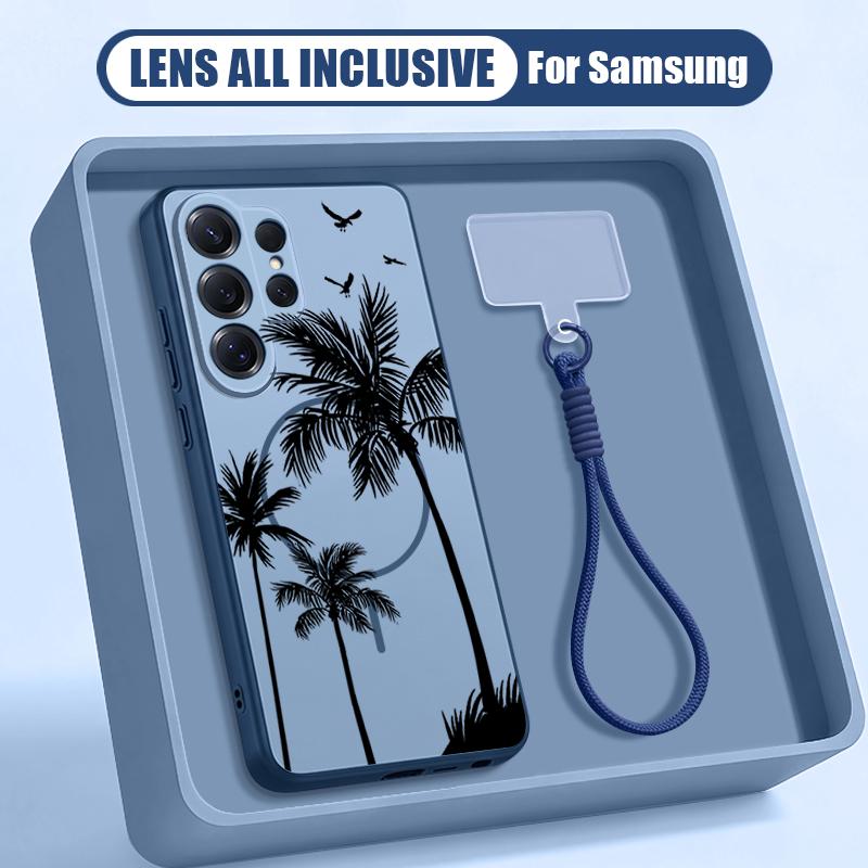 Kreative Kokosnuss-Sonnenuntergang-Muster Hülle Für Samsung S26 Ultra S25 FE S24 S24 Plus A57 A37 A17 A56 A36 A16 A55 A35 A15 A54 5G Hybrid Magnetisch Matt Abdeckung
