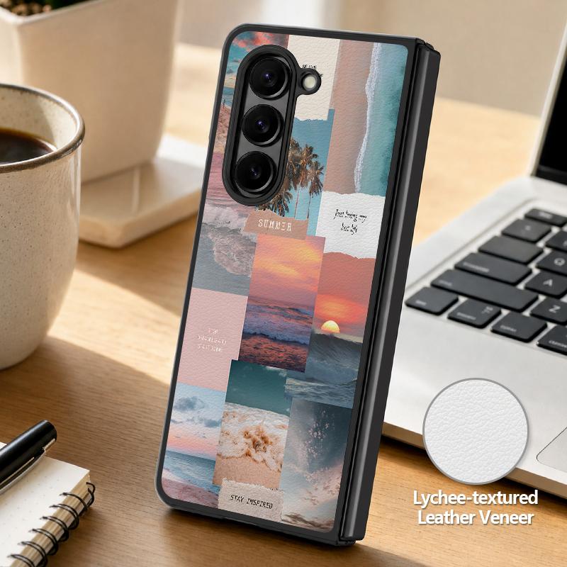 Anime Beach Scenery Case For Samsung Z Fold 8 Ultra 7 6 5 Luxury Leather Skin Hard Folding Phone Cover For Galaxy Z Fold8 Fold7 Fold6
