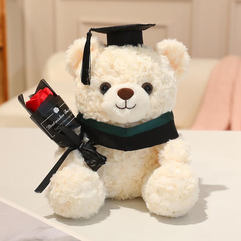 23cm Doctor Cap Bear Plush Toy Graduation Bear Plush Doll Cute Hug Rose Soft Animals Bachelor Bea Graduate Gifts for Students