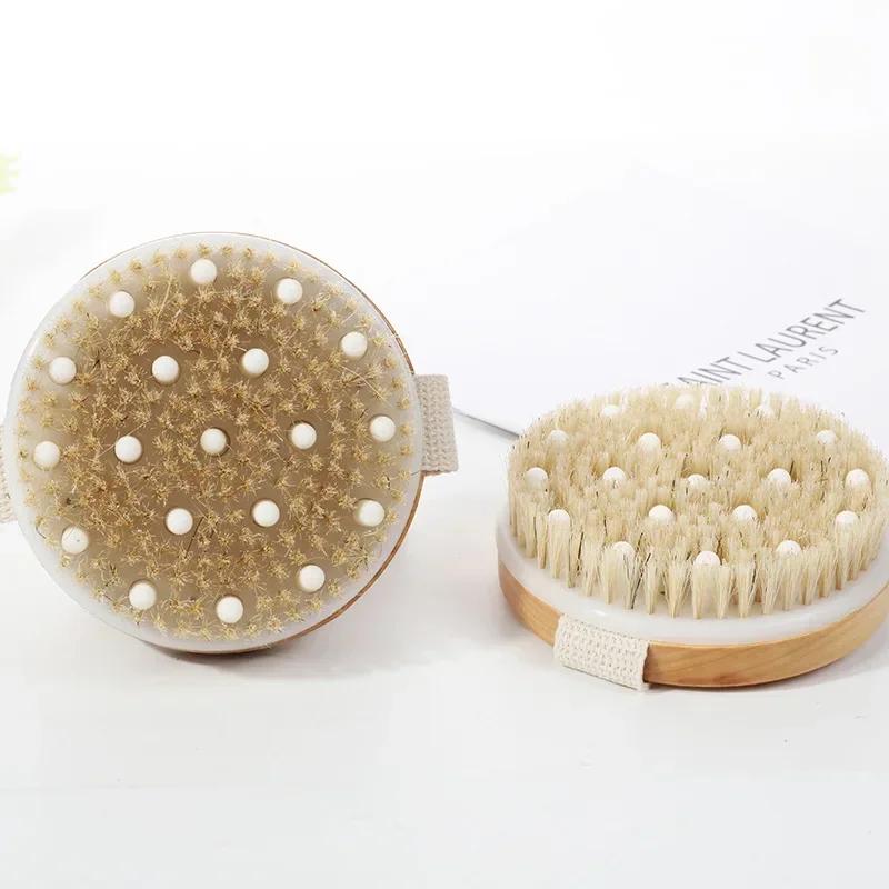 1pcs Exfoliating Wooden Body Massage Shower Brush Natural Bristle Bath Brush Soft SPA Woman Man Skin Care Wet Dry Body Brush
