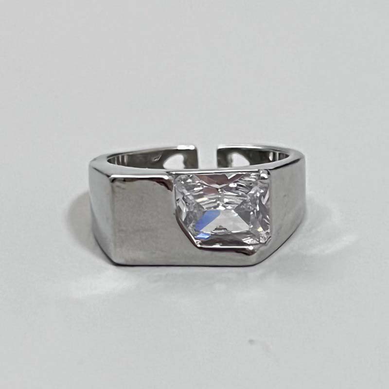 Vintage Irregular Cross Star Open Ring for Women Men Punk Gothic Sliver Color Adjustable Couple Rings Y2K Egirl Zircon Gift