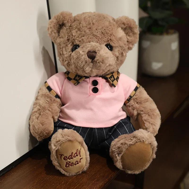 High Quality Soft Teddy Bear Plush Toys Tie Bear Doll T-shirt Paul Teddy Bear  Cute Pillow Animal Cushion Children Birthday Gift