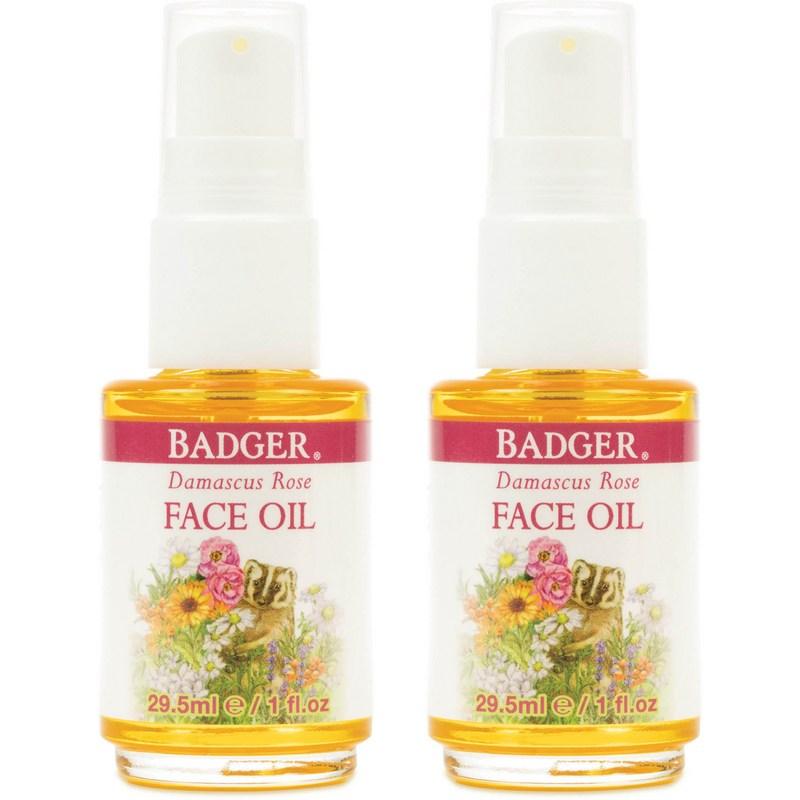 Badger Face Oil Damascus Rose Dry Delicate Skin, 2 Pcs, 29.5ml