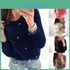 Luxurious Women Plush Beaded Sweater Casual Solid Color Spring Winter Fur Sweatshirt