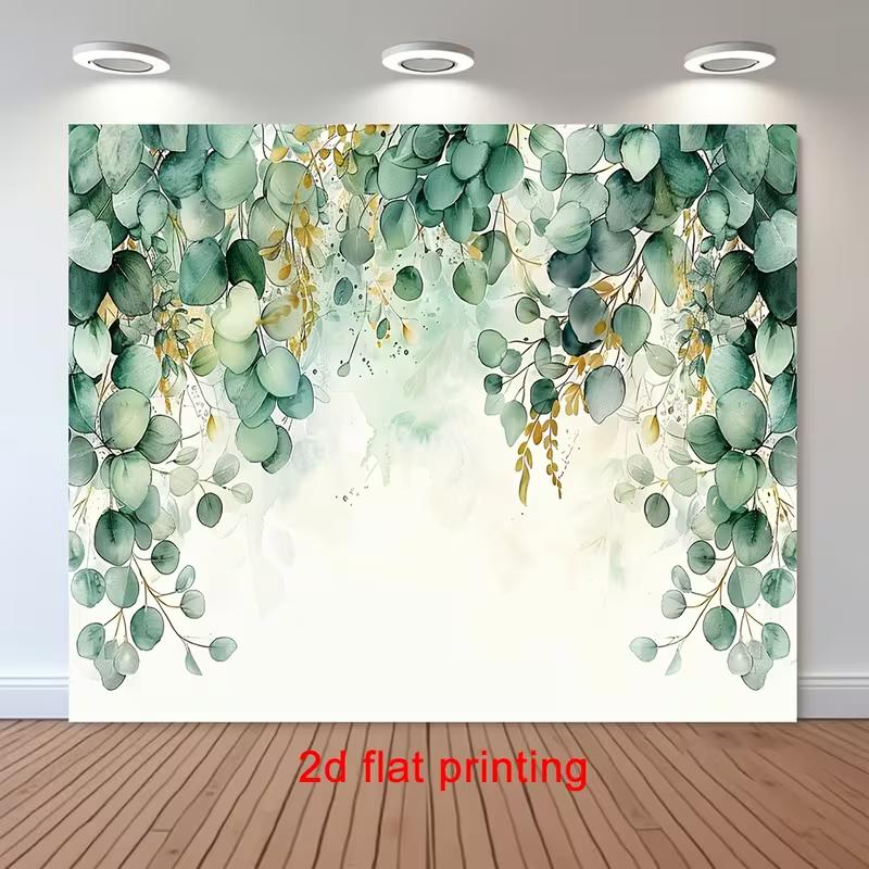 2D Watercolor Eucalyptus Garage Door Backdrop Party Photo Background Cloth