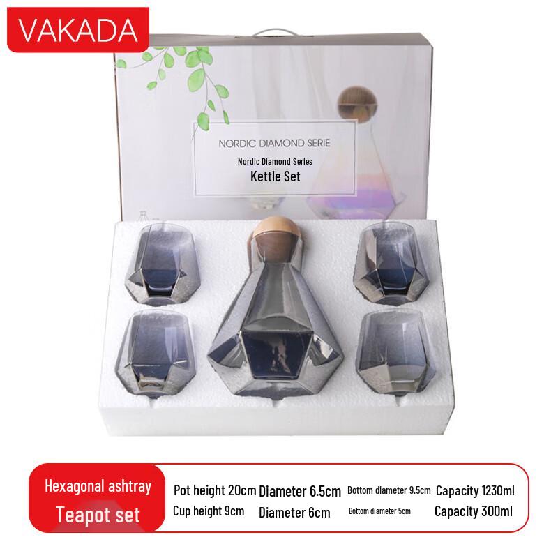 VAKADA High Borosilicate Glass Cold Water Pitcher and Cup Set