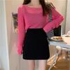 2024 Summer High-Waist Black A-line Midi Skirt - Slimming, Casual Bodycon for Women