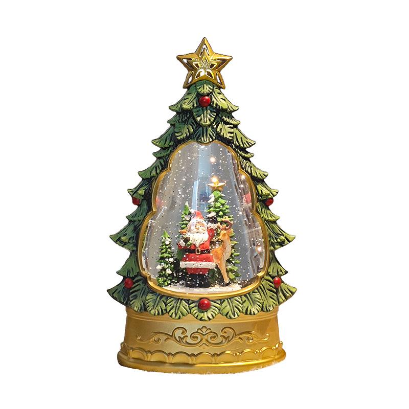 LED Lighted Christmas Tree Night Light Crystal Snowflake Ball Tabletop Holiday Decoration
