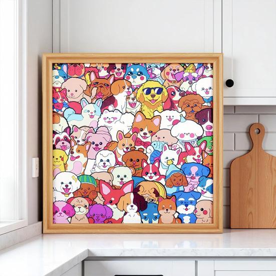 Wooden Dog Coloring Puzzle Kit DIY Paintable Puppy Jigsaw Puzzle Frame with Marker Pens Glue