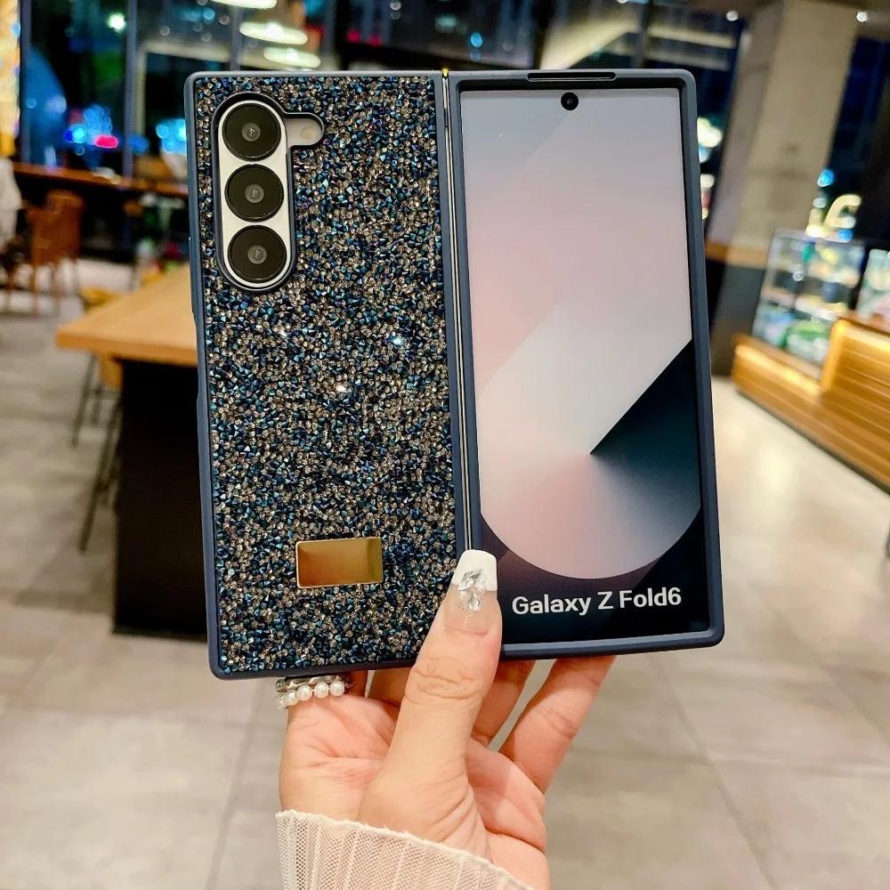 

Luxury Diamond Flashing Phone Case for Samsung Galaxy Z Flip 7 6 5 4 Z Fold 7 6 5 4 Shockproof Full Protection Anti Drop Cover Galaxy Z Flip7 синій