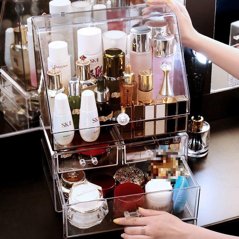 Organizator cosmetic transparent rezistent la praf cu capacitate mare pentru rujuri și produse de îngrijire a pielii