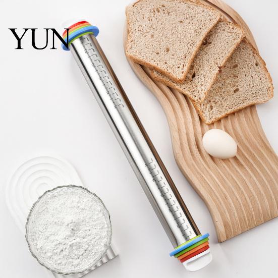 Safe Food Grade Tool for Pastries Rolling Pin with Thickness Rings, Ergonomic Measurement Markings Kitchen Tool, Sturdy Baker Accessories Home