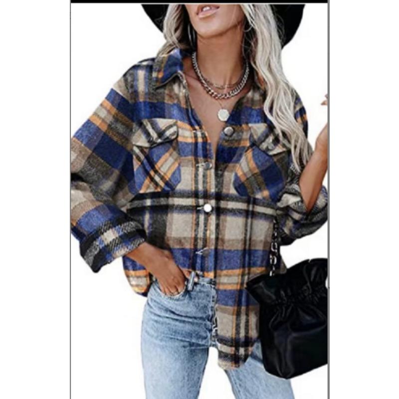 

QICED Women s Vintage Casual Autumn Winter Long Sleeve POLO Neck Jackets & Coats XXXL синій