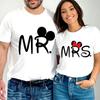 Maus Cartoon MR MRS Print Paar T-Shirt Sommer Kurzarm T-Shirt Buchstabenprint T Mode Lässig Locker Liebhaber T-Shirt Unisex
