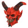 Halloween Red Demon Mask Full Head Cover Latex Devil Costume Horns Cosplay Horror Party Fancy Dress Prop