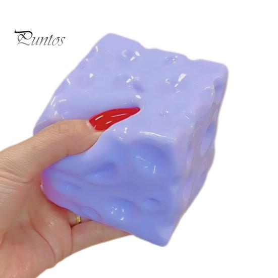 Realistic Cheese Shaped Toys Blueberry Squeeze Toy, Stress Relief Block Sensory Slow Tools Rising Cube Pinch Toy for Home Office Focus Aid Fidget