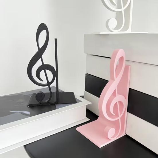 Treble Clef Table Ornament 3D Printed Music Note Bookend, Decorative Shelf Organizer, Modern Desk Decor for Home Book Office Study, Heavy Base Sturdy