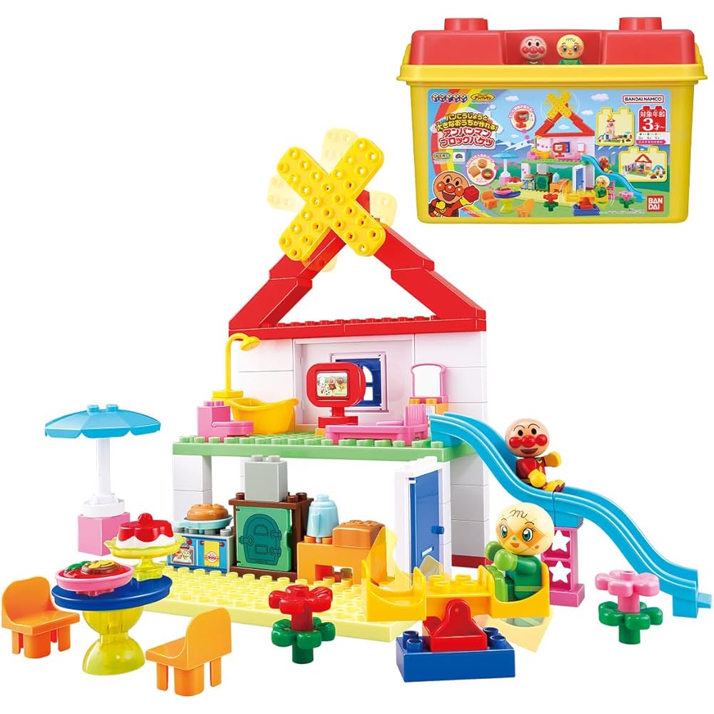 

Bandai Blocklabo Anpanman Building Block Bucket with House and Bakery Set for Ages 3 and Up