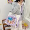 Large-capacity transparent women's bag New shoulder bag Printed student tutoring bag Crossbody bag Contrast color