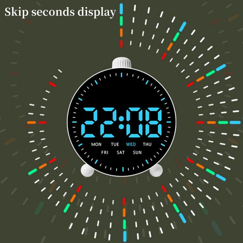LED Digital Vekkerklokke Dato Ukevisning 2 Alarmer Nedtellingstimer Sekundviser Klokke Nattbords Elektronisk Klokke 12/24T USB-drevet