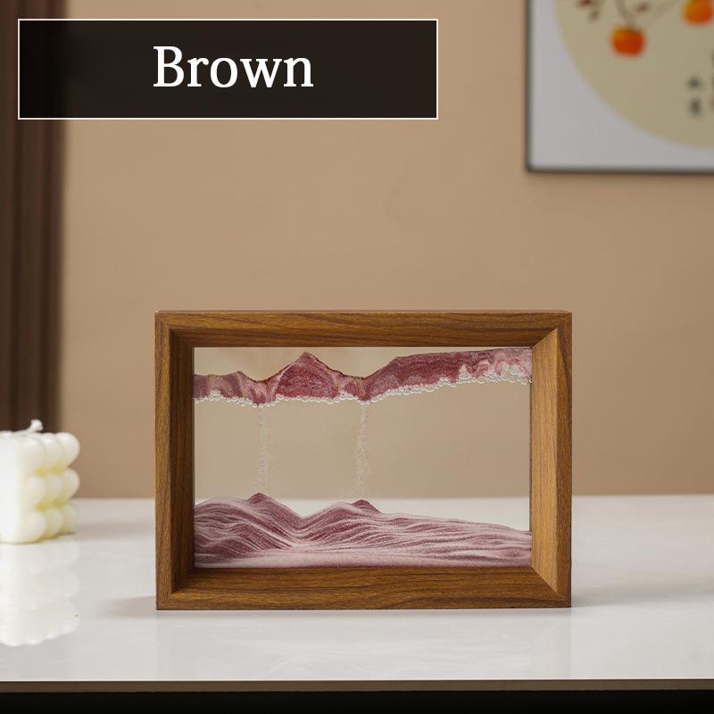 Wooden Frame Sandscape Moving Sand Art Picture Quicksand 3D Liquid Hourglass Craft Flowing Sand Painting Office Home Decor Gifts