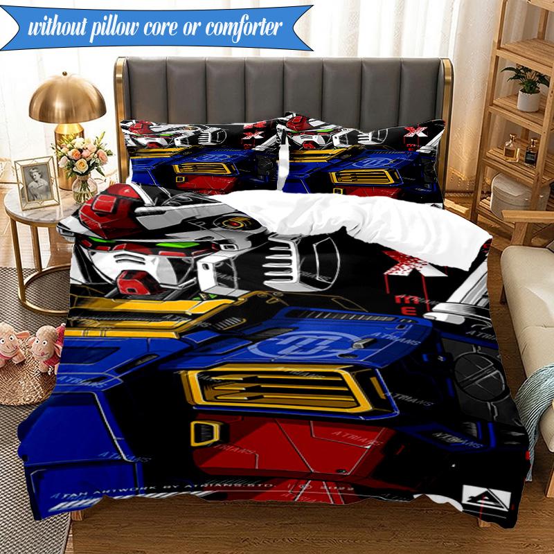 Mecha Armor Robotic Design 3pcs K-pop music group Bedding set,Ideal for Bedroom, Dormitory,Including Duvet Cover And 2pcs Pillowcases,Fan gifts