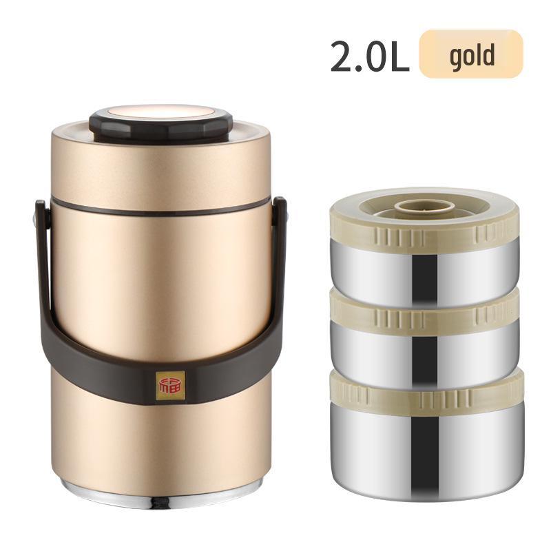 Stainless Steel 3-Layer Insulated Lunch Box, Large Capacity for Students & Office Workers, Compartmented & Portable