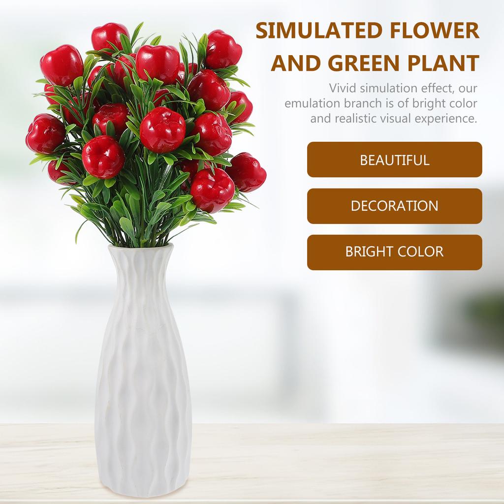 2 Stück Künstliche Äpfel Stiel Gefälschte Fruchtzweige Vasenfüllung Dekorationen Kunststoff DIY Baum Faux