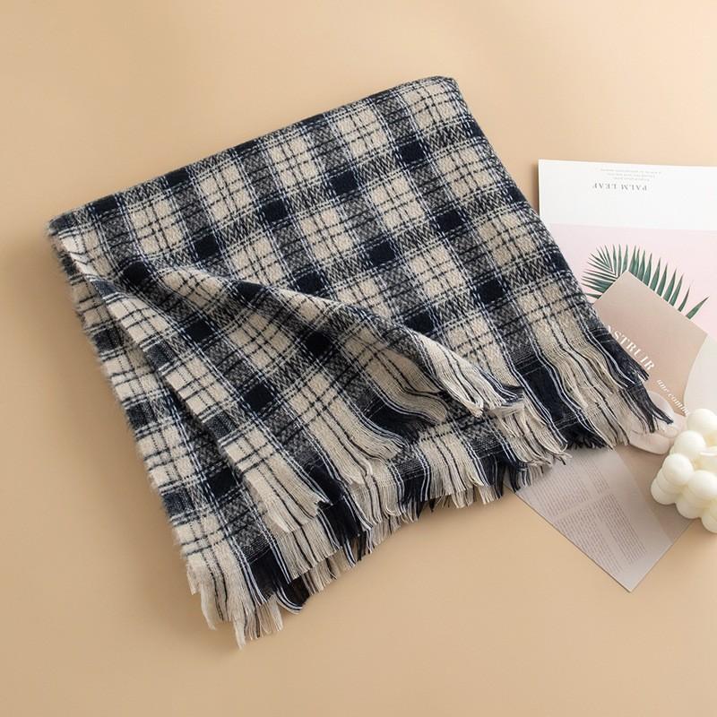 New Korean Imitation Cashmere Scarf High End Versatile Plaid Shawl Couple's Long Winter Warm Scarf
