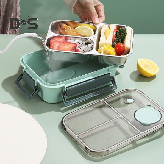 850ml krabička na oběd Nerezová dóza Bento pro dospělé Netěsná, stohovatelná dóza na oběd s dělenými přihrádkami Snadno přenosná nádoba na přípravu jídla