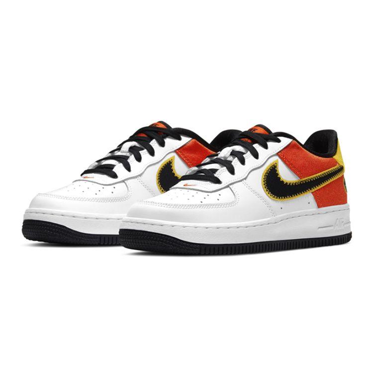 Nike Air Force 1 Low LV8 GS Grade School White Orange Flash Amarillo Black DD9530-100