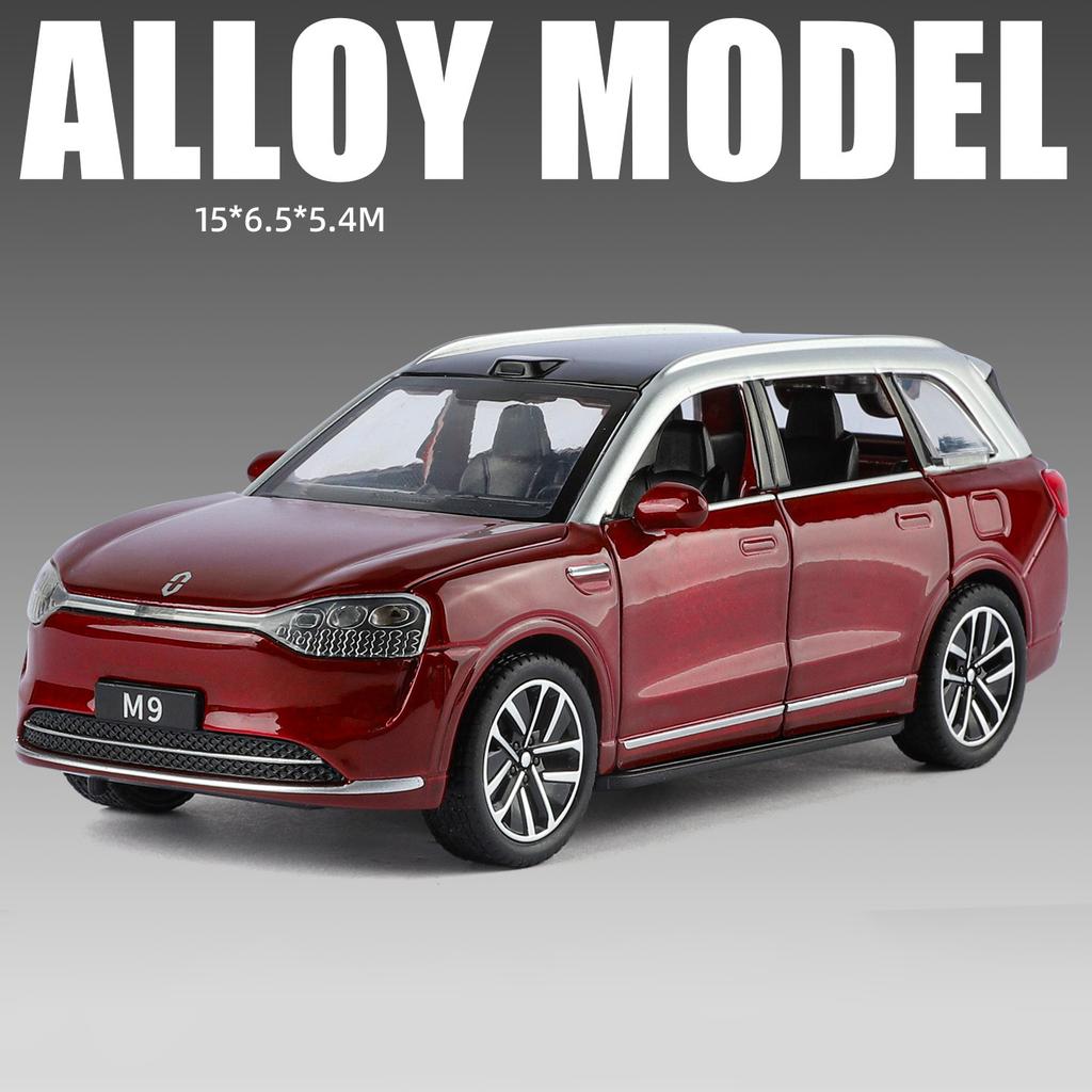 1/32 AITO M9 SUV Alloy New Energy Car Model Diecasts Metal Luxy Vehicles Car Model Simulation Sound and Light Childrens Toy Gift